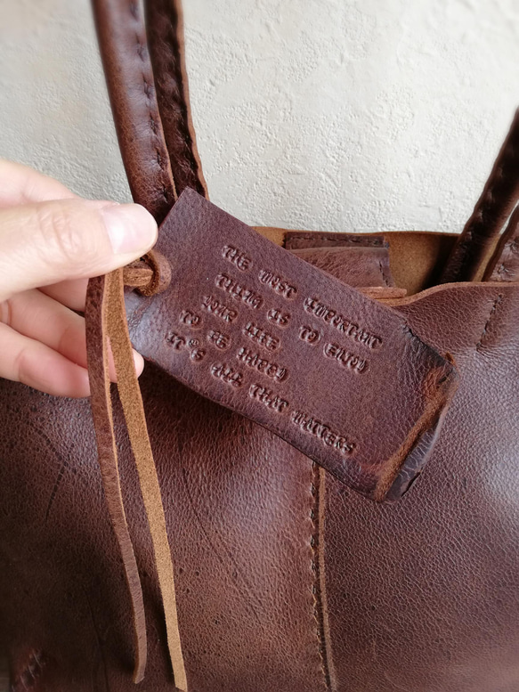 ざっくりtote　ダークブラウン　kudu leather 8枚目の画像