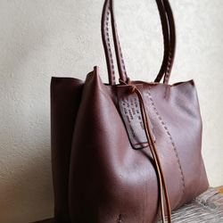 ざっくりtote　ダークブラウン　kudu leather 3枚目の画像