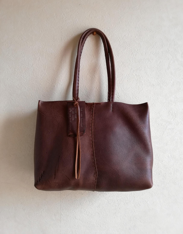 ざっくりtote　ダークブラウン　kudu leather 13枚目の画像