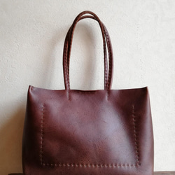 ざっくりtote　ダークブラウン　kudu leather 6枚目の画像