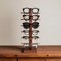 6段 無垢材 木製 メガネスタンド サングラススタンド メガネケース