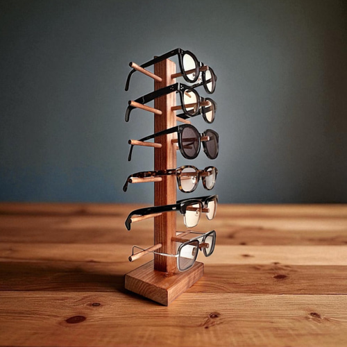 6段 無垢材 木製 メガネスタンド サングラススタンド メガネケース