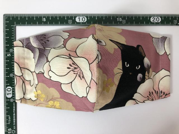 【SALE】猫  立体 マスク  内側Wガーゼ (1359)　可愛い 綿100  ねこ 4枚目の画像