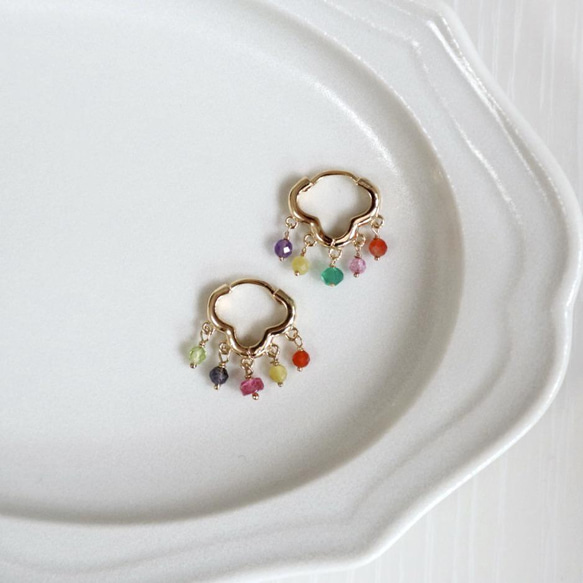 ｛ピアス｝14kgf/moroccan hoops マルチカラー 2枚目の画像