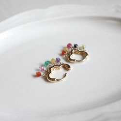 ｛ピアス｝14kgf/moroccan hoops マルチカラー 6枚目の画像