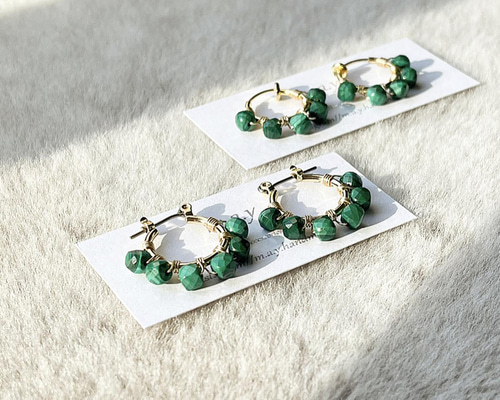 クリスマス♡マットリングとグリーンマットのフープピアス／イヤリング 2e0e0a22e1f27931492785613d2948