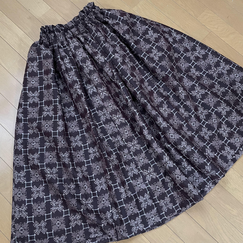 大島紬リメイクスカート ロングスカート（マキシ丈） ooneko