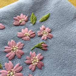 《手刺繍のポーチ》桜（あづみ野木綿） 7枚目の画像