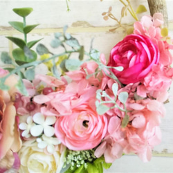 大輪のお花のエレガントリース　ピンク　　母の日、結婚記念日、喜寿、古希のお祝等。 6枚目の画像