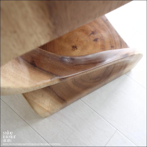 無垢材 ウェーブスツールWNA イス 天然木 椅子 ベンチ 木製スツール ナチュラル 天然木 モンキーポッド 5枚目の画像