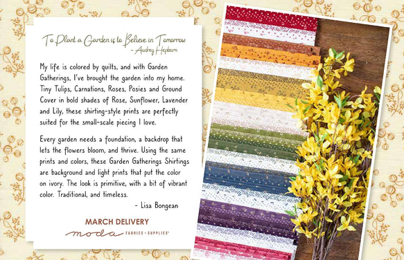 USAコットン moda charmpack 42枚セット Garden Gatherings 花の色 6枚目の画像