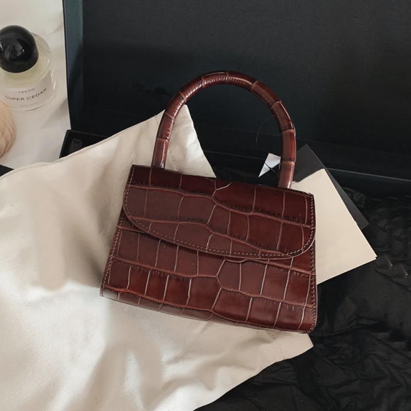 ワックスレザー ニッチデザインバッグ 折り畳み 2WAY 1774 小物入れ 3Wayかごバッグ レザー ミニショルダー ワニ柄 本革