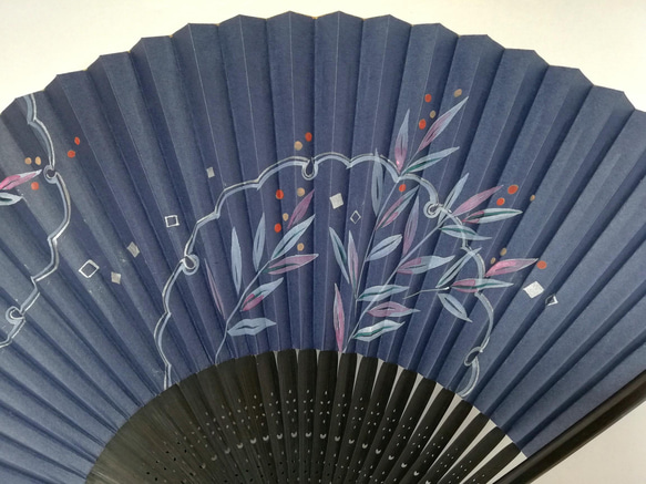 趣-omomuki-<雪輪南天>　京扇子 4枚目の画像