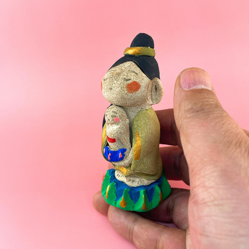 ピンクの陶器製手を合わせた人形 摩耶夫人（手びねり） その他人形 坊さん玩具工房 通販 13646292