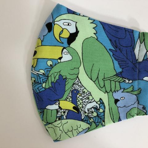 SALE】鳥 立体 マスク 内側Wガーゼ (1408) 可愛い 綿100 インコ オウム 