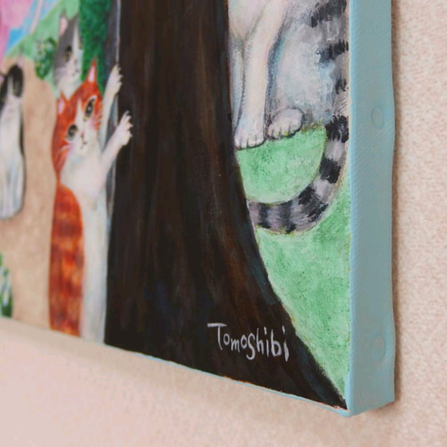絵画 テクスチャーアート 猫 猫の絵 Catart textureart