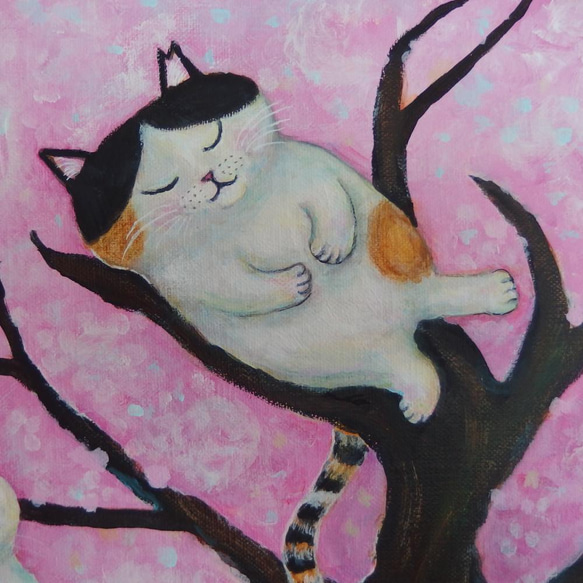 原画 「さくらねこの集まる桜の木」 F10号 #絵画 #ねこ #桜猫 #さくら猫の日 #猫の絵 #桜 #アート 9枚目の画像