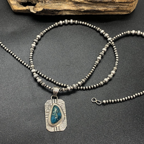 ナバホパール シルバービーズ ネックレス CNK-34 64cm 燻しあり