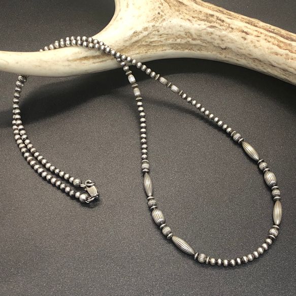 ナバホ ビーズ パール シルバー silver 925 ネックレス 燻銀 53 Navajo Pearl Necklace oxidized (ナバホ パール ネックレス