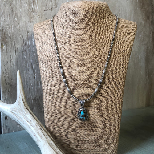 CNK-35 ナバホパール シルバービーズ ネックレス 55cm 燻しあり