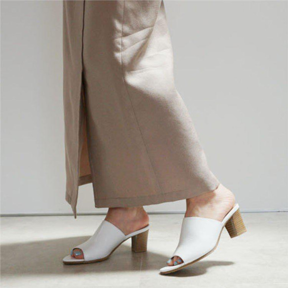 清爽白色中跟穆勒鞋★白色白穆勒鞋5.5cm鞋跟z4950 第5張的照片