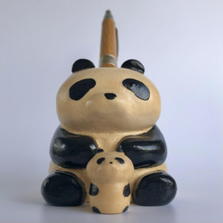 木彫りの親子パンダ（ペン立て・ようじ入れ） 13枚目の画像