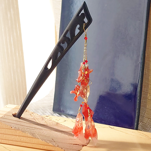 簪】炎ニ揺レル九尾 -朱火- かんざし BSJ 