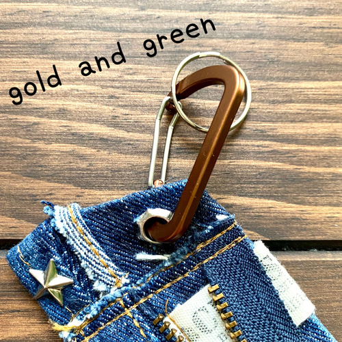 専用デニムリメイク りぼんチャーム フリンジ キーホルダー 24-93