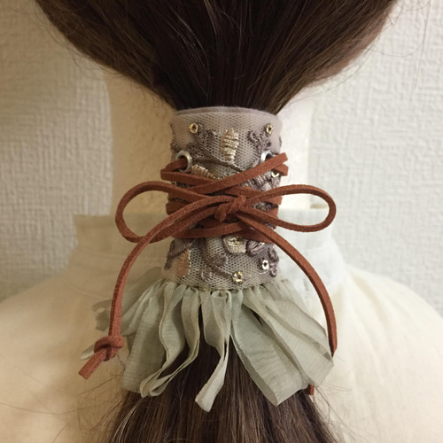 インド刺繍 リボン ポニーフック ラップリボン リボンラップ