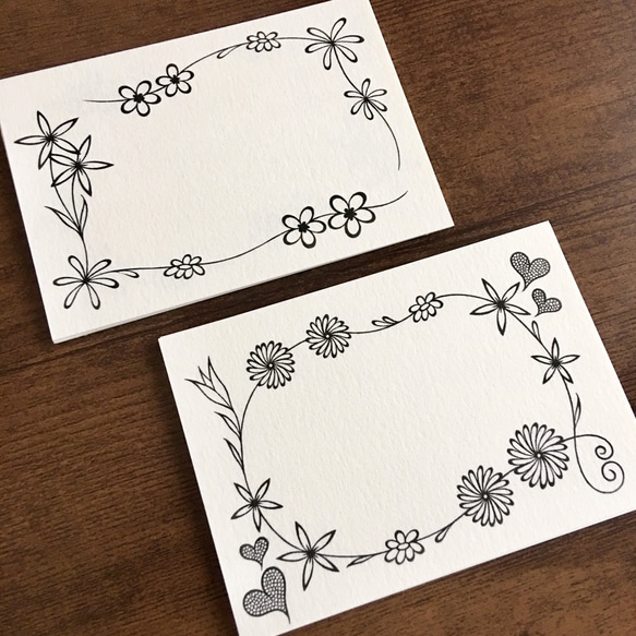 花柄メッセージカード 4種 白 2枚目の画像