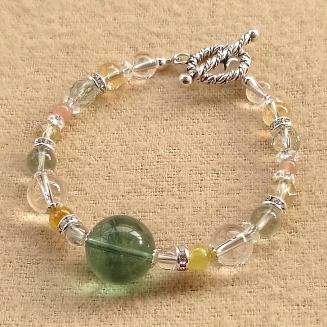 自然と笑顔になる毎日に♪｜イエローサファイア（内包物・原石由来の傷少しあり）ｘグリーンフローライトなど