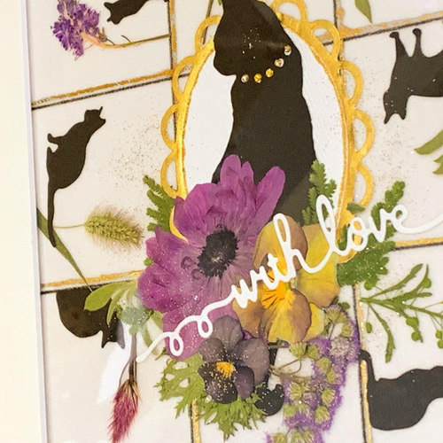 気品あふれる黒猫さんの押し花アート額 その他アート 神戸六甲