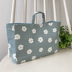 バッグインバッグ　Bag in Bag インナーバッグ　Ver.2 水色系に白い小さな花柄 9枚目の画像