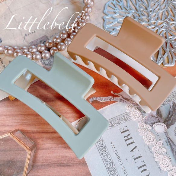 【数量限定】マットくすみカラー✱シンプルスクエアバンスクリップ【E-38-a.b】 1枚目の画像