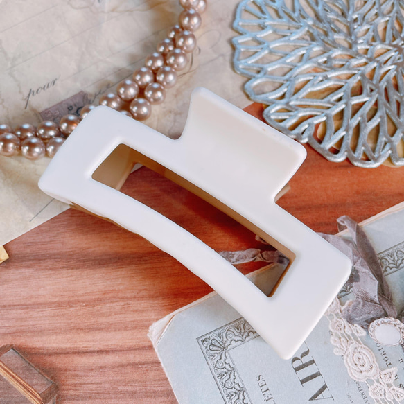 【数量限定】マットくすみカラー✱シンプルスクエアバンスクリップ【E-38-a.b】 6枚目の画像