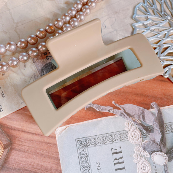 【数量限定】マットくすみカラー✱シンプルスクエアバンスクリップ【E-38-a.b】 3枚目の画像