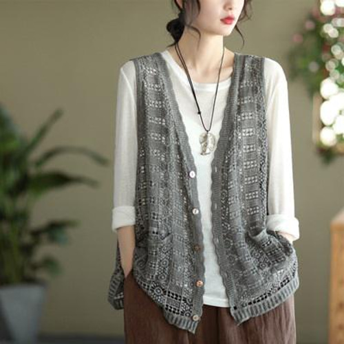 torici 鍵編みベスト 白 かのこベスト（シルバーグレープ）｜TORICI | 84