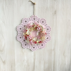 優しいピンクのお花❁フレームリース　受注制作　ギフト　インテリア　プリザーブドフラワー　ドライフラワー　母の日ギフト 8枚目の画像