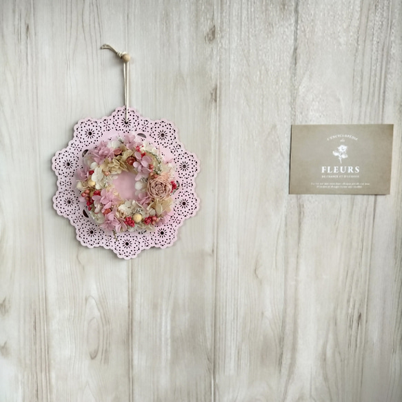 優しいピンクのお花❁フレームリース　受注制作　ギフト　インテリア　プリザーブドフラワー　ドライフラワー　母の日ギフト 7枚目の画像