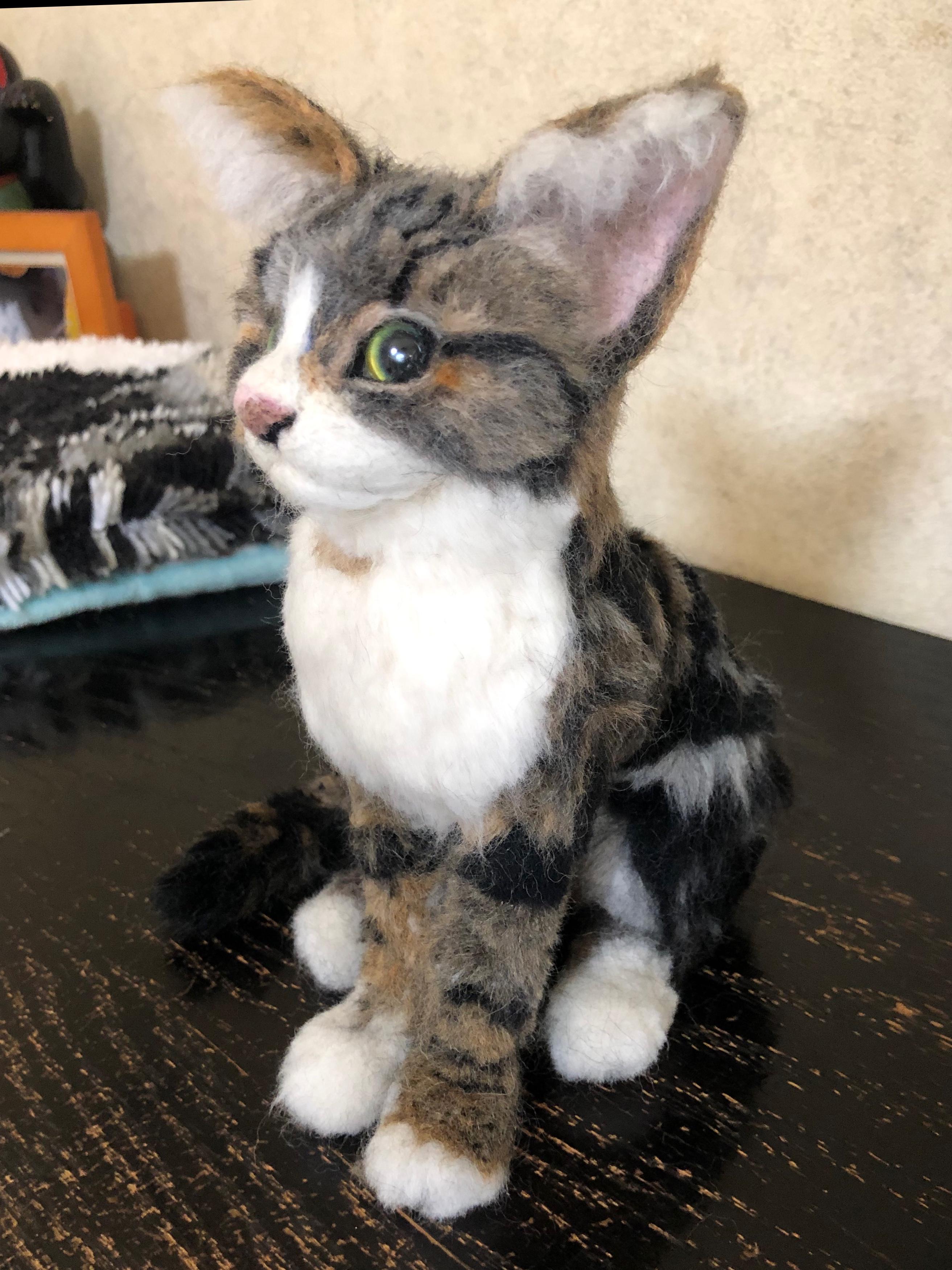 羊毛フェルト 猫 キジトラ キジシロ ミックス オーダーメイド