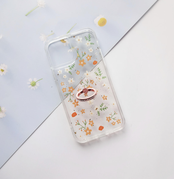 フローラル フラワー 小花柄 iphoneケース ✿ iphone11 XR ✿ バンカーリング 付き 4枚目の画像