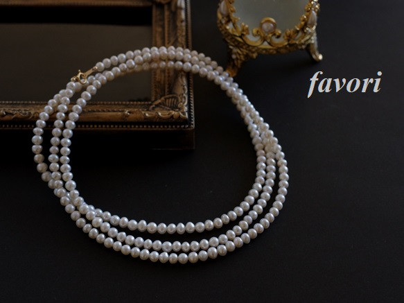 【再販】ベビー淡水パールロングネックレス 14Kgf（100㎝） 9枚目の画像