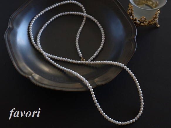 【再販】ベビー淡水パールロングネックレス 14Kgf（100㎝） 2枚目の画像