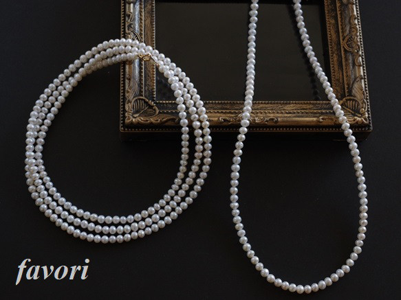 【再販】ベビー淡水パールロングネックレス 14Kgf（100㎝） 3枚目の画像