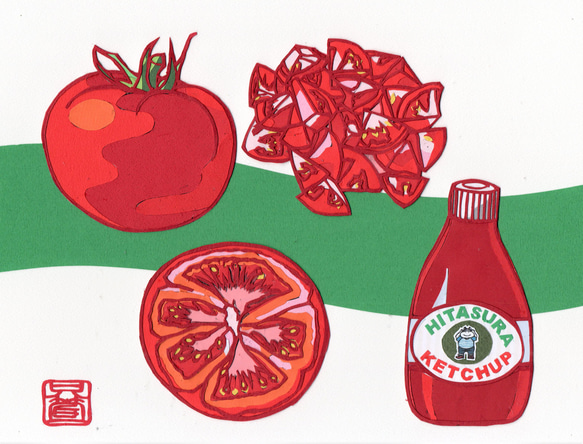 プリント・マルシェバッグ「完熟トマトの希望進路」Ｍサイズ 5枚目の画像