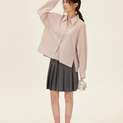 側開衩翻領寬松襯衫-粉色|襯衫|兩色|春夏款|Sora-903 第13張的照片