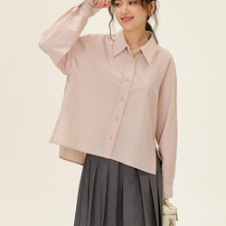 側開衩翻領寬松襯衫-粉色|襯衫|兩色|春夏款|Sora-903 第15張的照片