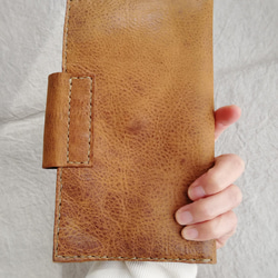 simple wallet 通帳サイズ　ブラウン　オイルシュリンクレザー 14枚目の画像