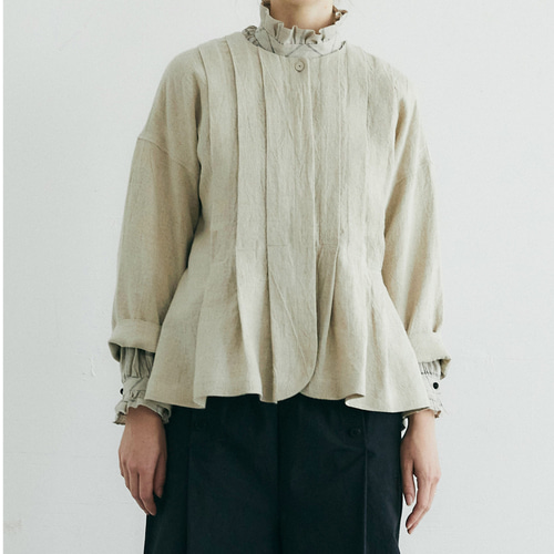 MAGALI | 天日干しコットン・ラウンドカラー・ジャケット (ivory