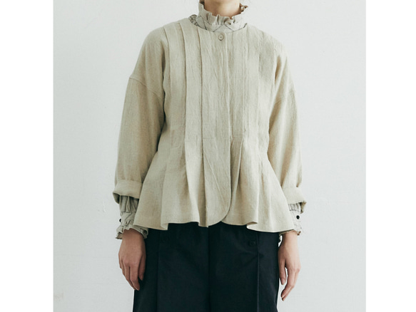 トリプルウォッシュリネン・タックジャケット／オートミール
